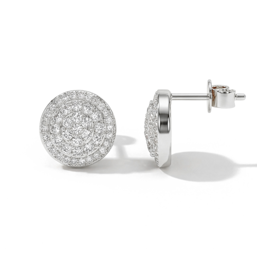 Round Clusters - Puces d’oreilles en moissanite à serti pavé