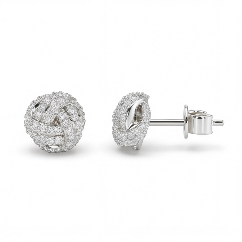 Cluster Spheres - Puces d’oreilles en moissanite au serti pavé