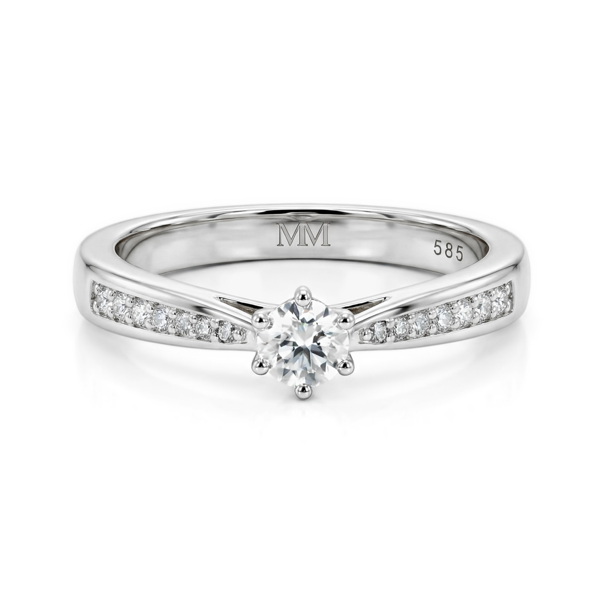 Sophia - Bague de fiançailles en moissanite avec pierres latérales serties en pavé
