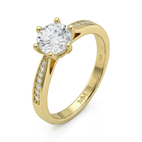 Sophia - Bague de fiançailles en moissanite avec pierres latérales serties en pavé