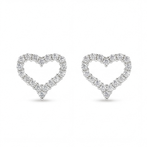 Corazon - Puces d’oreilles en moissanite avec serti pavé en forme de cœur