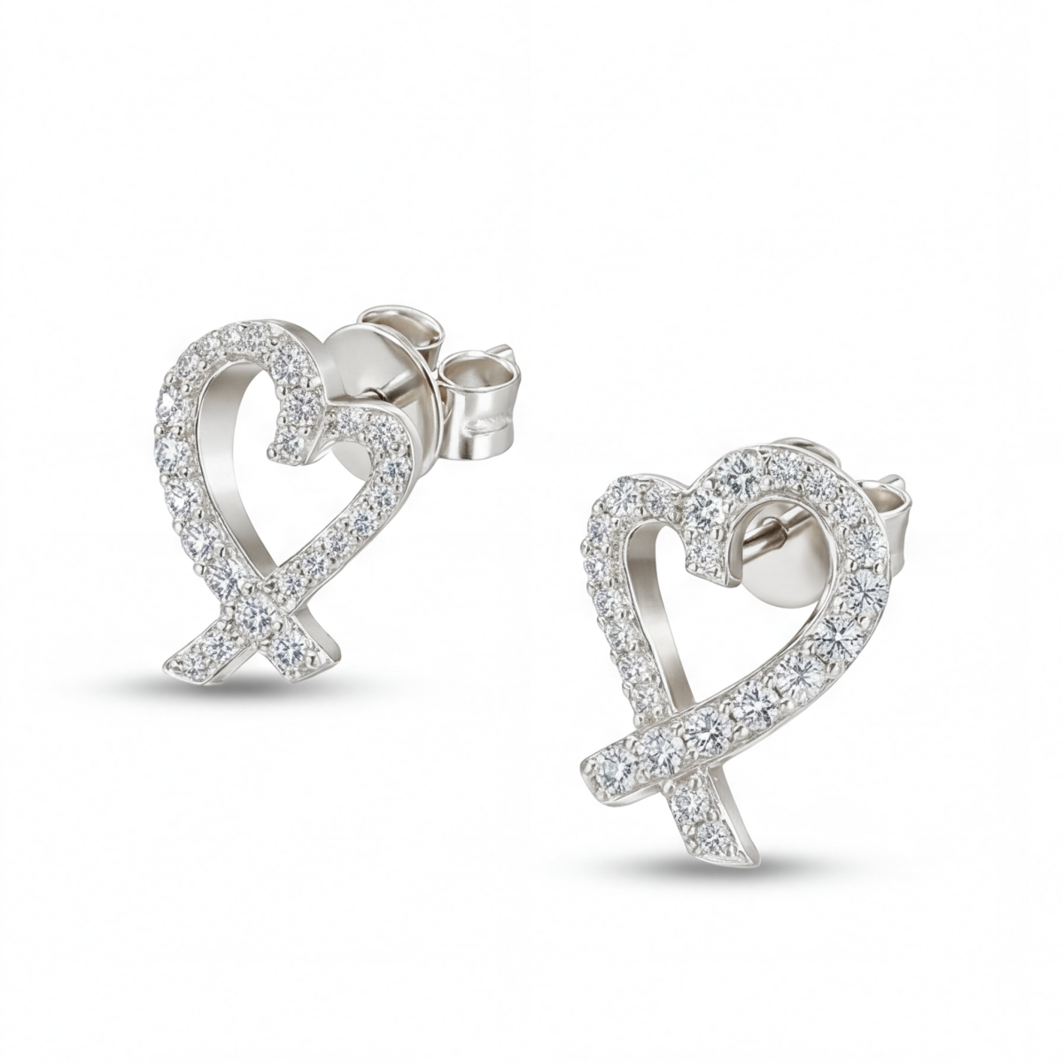 Heart Strings - Puces d’oreilles en moissanite avec serti pavé