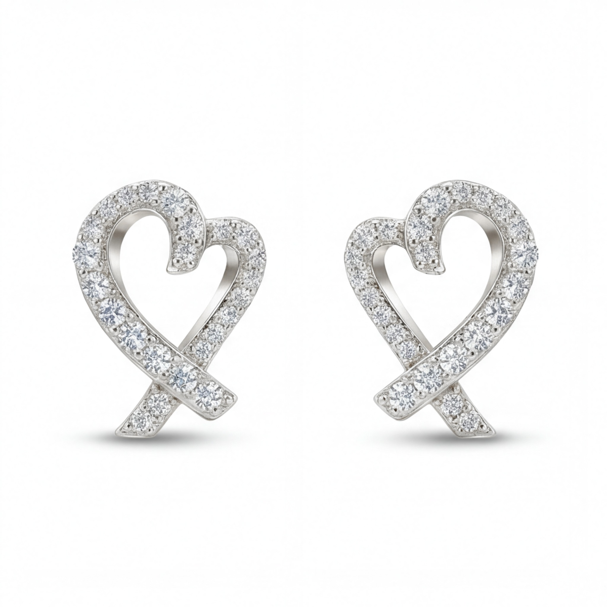 Heart Strings - Puces d’oreilles en moissanite avec serti pavé
