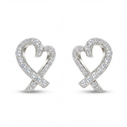 Heart Strings - Puces d’oreilles en moissanite en serti pavé