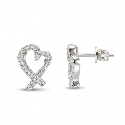 Heart Strings - Puces d’oreilles en moissanite en serti pavé