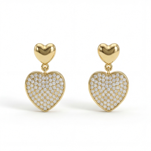 Hearts of Pavé - Pendants d’oreilles en moissanite avec serti pavé
