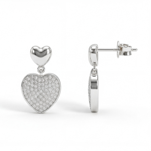 Hearts of Pavé - Pendants d’oreilles en moissanite avec serti pavé