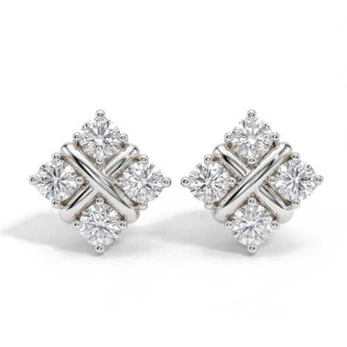 Moissanite Quadrants - Puces d’oreilles en moissanite