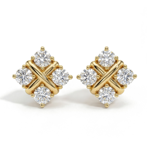 Moissanite Quadrants - Puces d’oreilles en moissanite