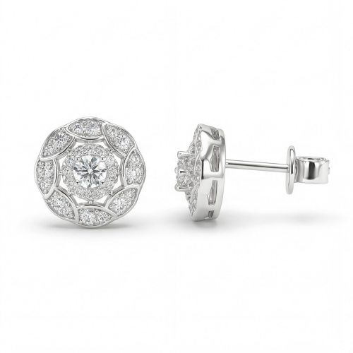 Double Halo - Puces d’oreilles en moissanite avec serti halo