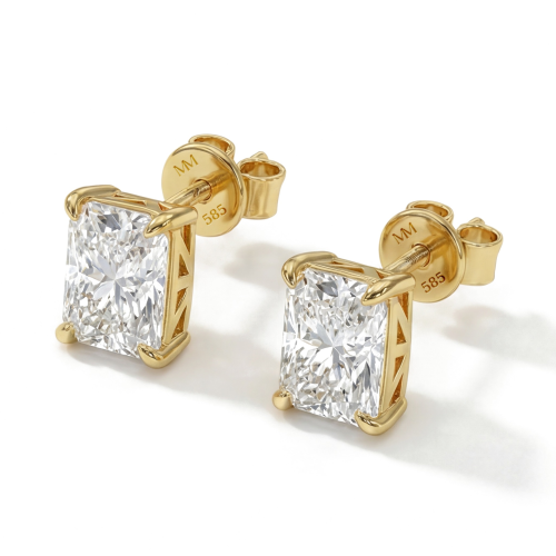 Lustrine - Puces d’oreilles en moissanite taille radiant