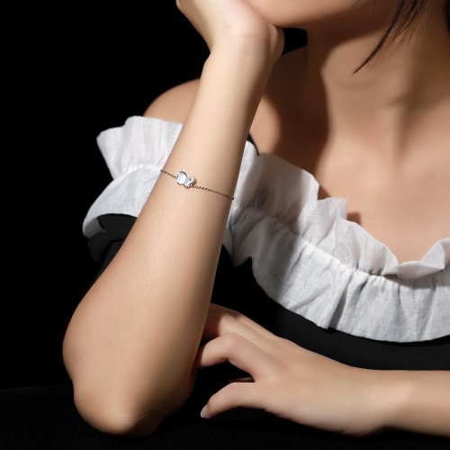 Papillon - Bracelet à charm papillon en moissanite avec chaîne ajustable