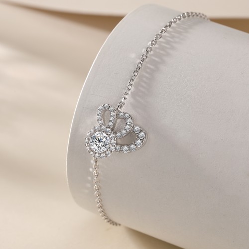 Ornella - Bracelet en moissanite à halo floral avec chaîne réglable