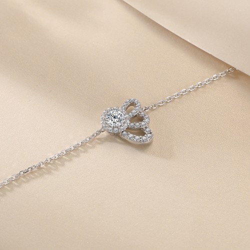 Ornella - Bracelet en moissanite à halo floral avec chaîne réglable