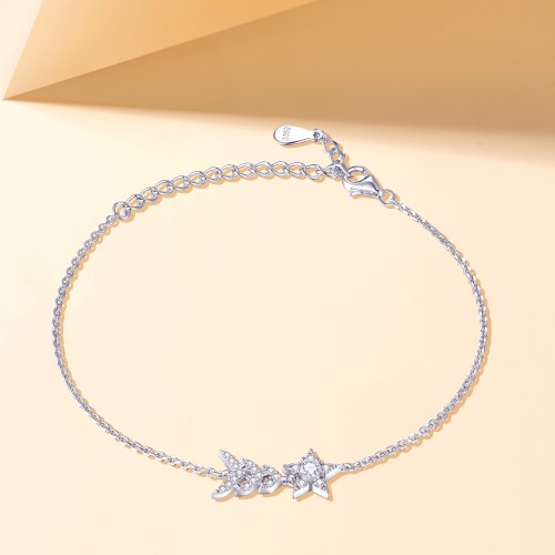 Stellaris - Bracelet réglable avec charm étoile en moissanite et serti pavé