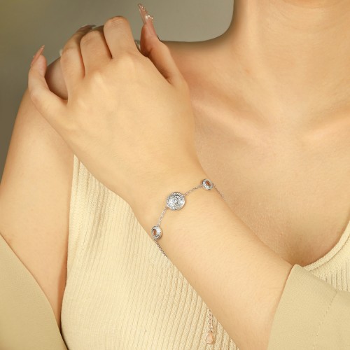 Cirquel - Bracelet en moissanite à éléments à double halo reliés entre eux
