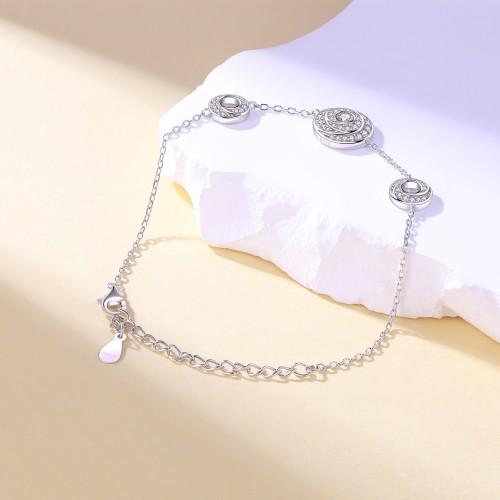 Cirquel - Bracelet en moissanite à éléments à double halo reliés entre eux