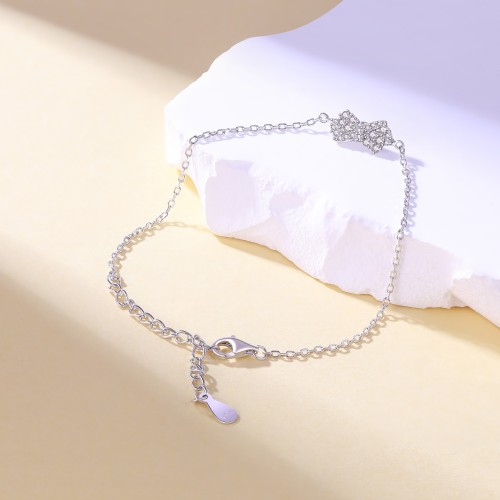 Gleamique - Bracelet à motif nœud en moissanite avec chaîne réglable