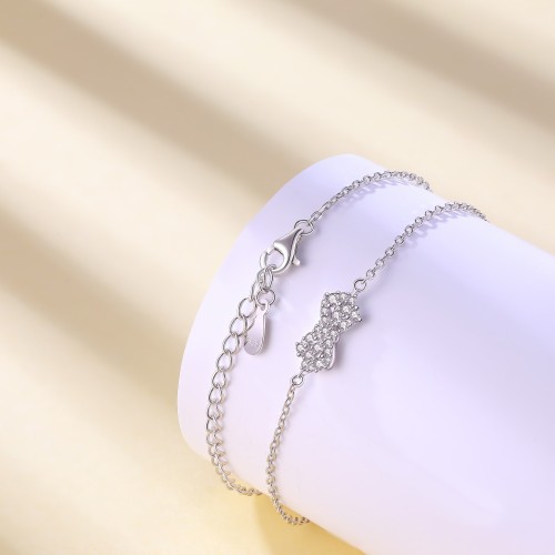 Gleamique - Bracelet à motif nœud en moissanite avec chaîne réglable