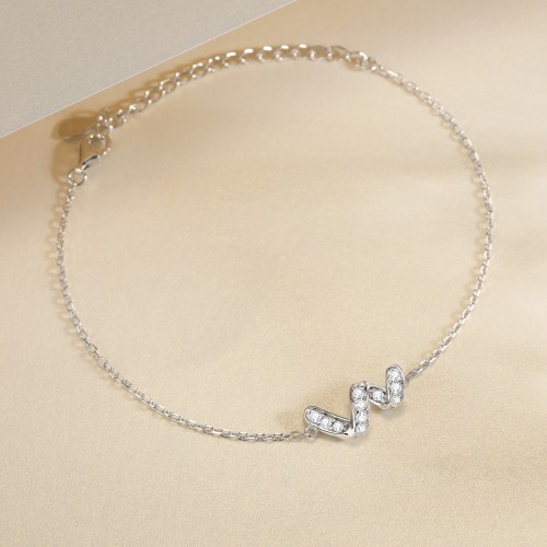 Serpentine - Bracelet en moissanite à motif infini avec pierres gemmes en serti pavé