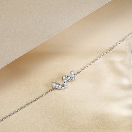 Serpentine - Bracelet en moissanite à motif infini avec pierres gemmes en serti pavé