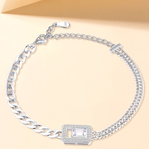 Verdura - Bracelet en moissanite taille émeraude avec halo