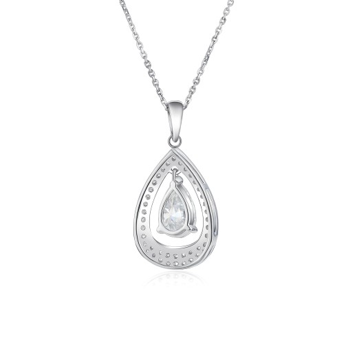 Pendula – Pendentif goutte en moissanite avec l’élégance d’un double halo