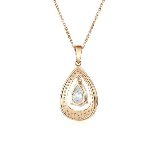 Pendula – Pendentif goutte en moissanite avec l’élégance d’un double halo