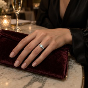 Ovaline - Bague en moissanite ovale avec pierres latérales discrètes