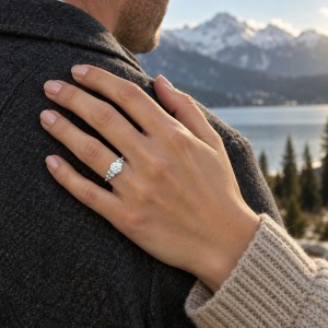 Aurora - Bague en moissanite avec pierres latérales minimalistes