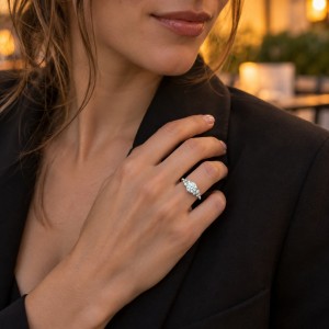 Aurora - Bague en moissanite avec pierres latérales minimalistes