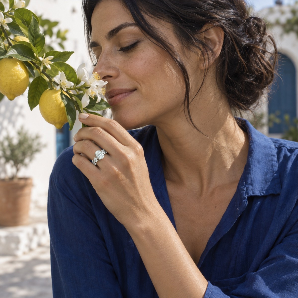 Wisteria - Bague en moissanite ovale avec anneau en forme de sarment torsadé
