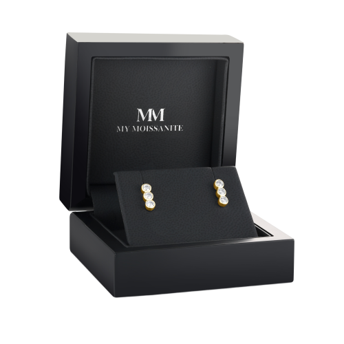 Tri-Bezel - Puces d’oreilles en moissanite en serti clos