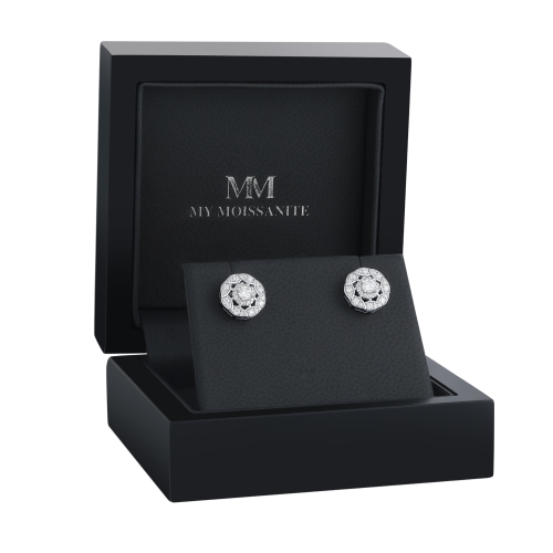Double Halo - Puces d’oreilles en moissanite avec serti halo