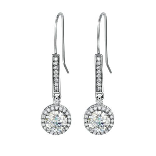 Luminary - Pendants d’oreilles en moissanite avec serti halo
