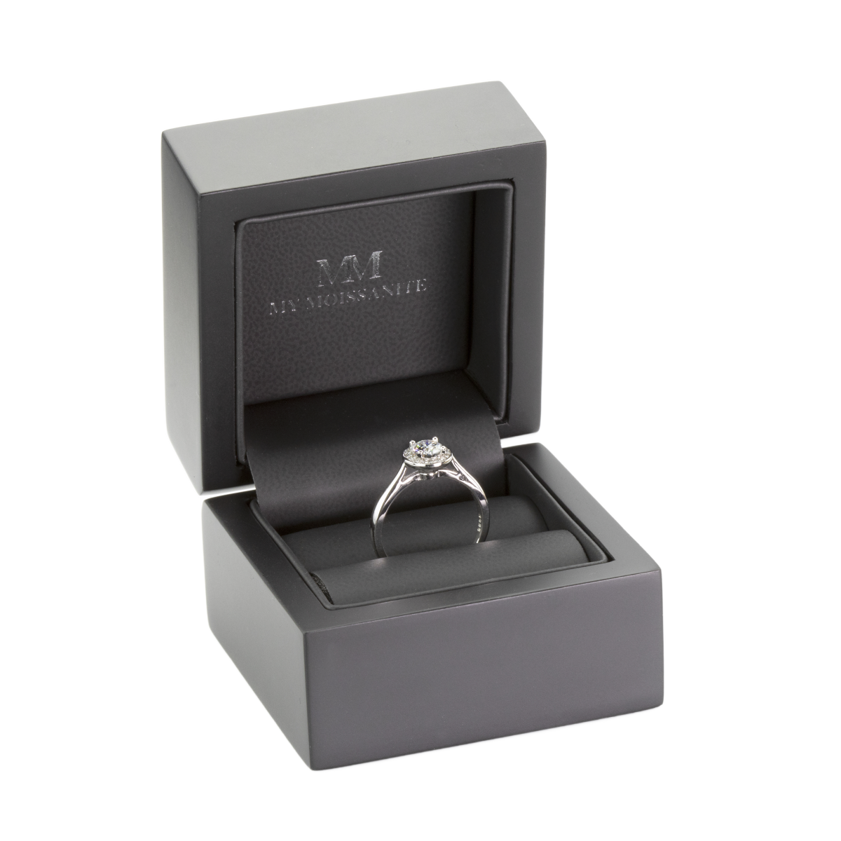 Flexa - Bague ajustable en moissanite avec halo
