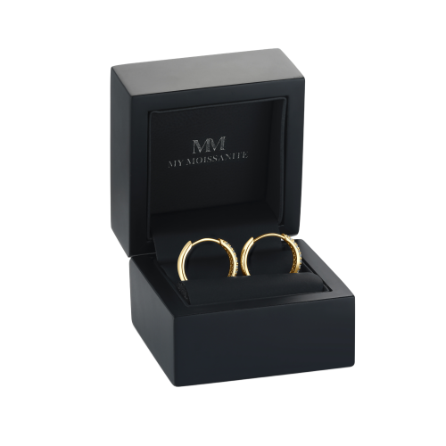 Glintique - Mini-créoles serties pavé en moissanite avec fermoir articulé
