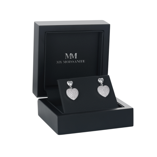 Hearts of Pavé - Pendants d’oreilles en moissanite avec serti pavé