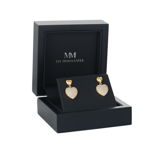 Hearts of Pavé - Pendants d’oreilles en moissanite avec serti pavé