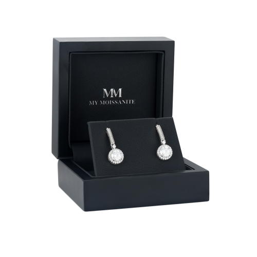 Luminary - Pendants d’oreilles en moissanite avec serti halo