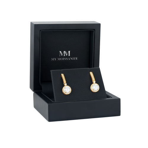 Luminary - Pendants d’oreilles en moissanite avec serti halo