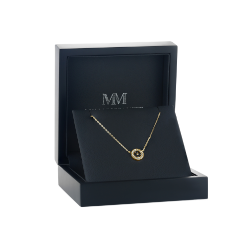 Nightfall - Pendentif en moissanite noire avec halo et bordure ornée