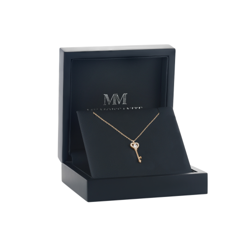 Amore - Pendentif clé cœur en moissanite avec serti pavé
