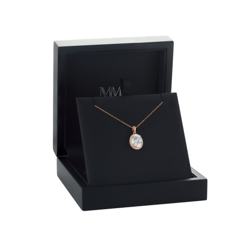 Clarique - Pendentif classique en moissanite de forme ovale avec halo pavé
