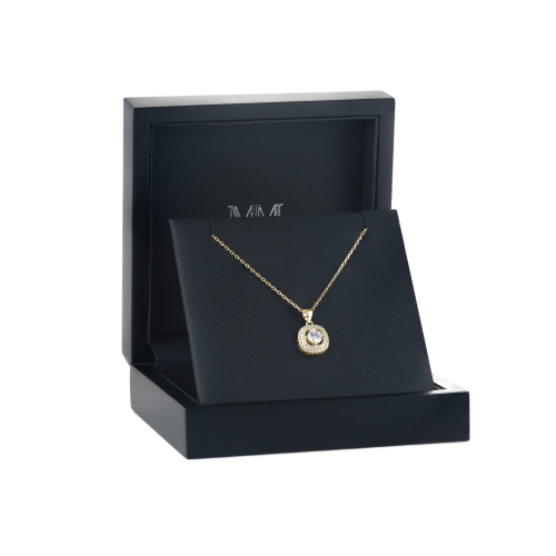 Vivara - Pendentif en moissanite avec halo serti de pierres