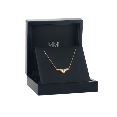 Vaneza - Collier élégant en moissanite en forme de V avec détails en serti pavé