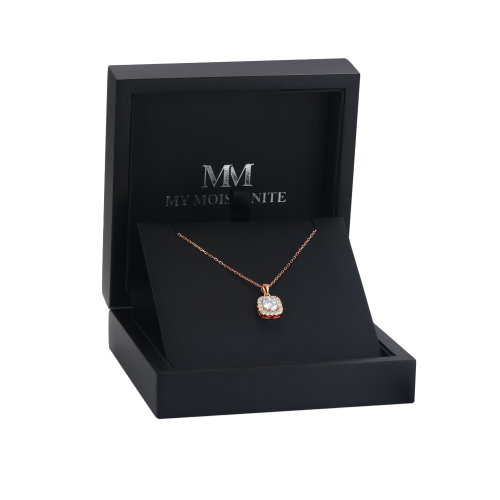 Haloette - Pendentif en moissanite avec halo complet