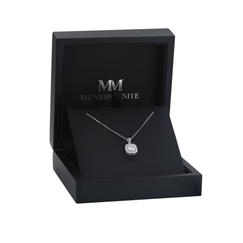 Haloette - Pendentif en moissanite avec halo complet