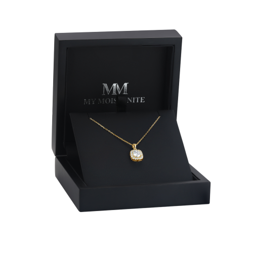 Haloette - Pendentif en moissanite avec halo complet
