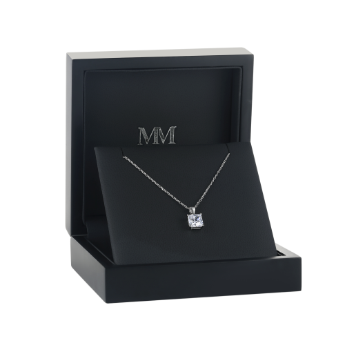 Regent - Pendentif solitaire en moissanite de taille princesse